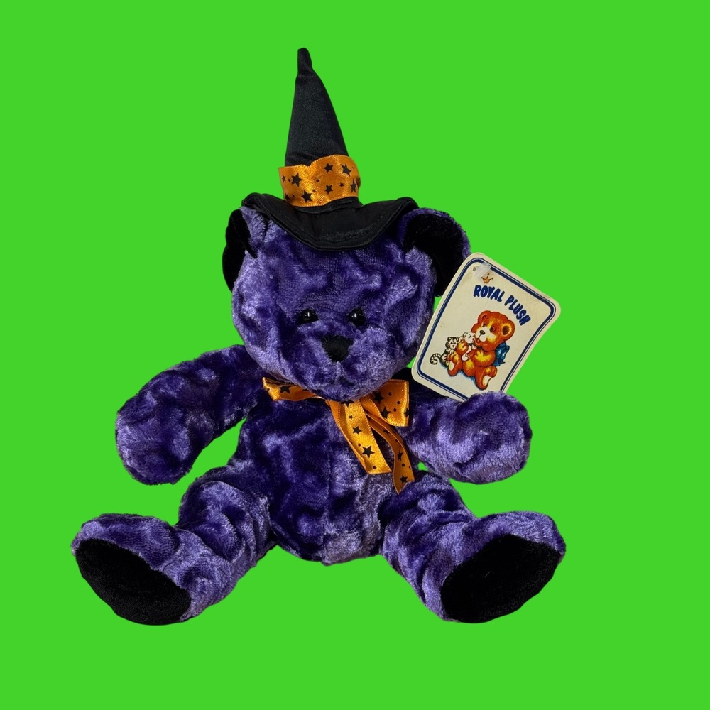 Royal Plush Purple Halloween Witch Bear 9 Inch‎ Stuffed Animal Star Ribbon Tag